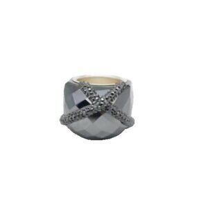 Swarovski Nirvana Lucent Crystal Silk Cocktail Ring Size 58 / 8 – Black Shine